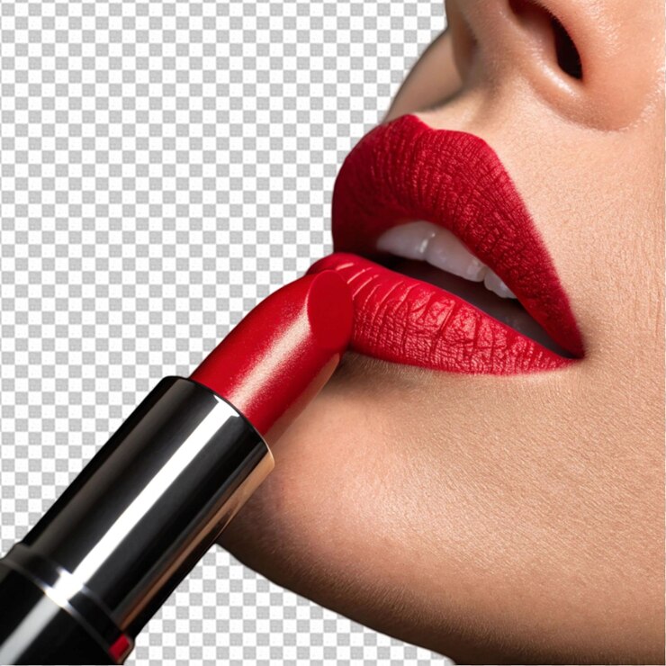 PSD aplicación de lápiz labial rojo
