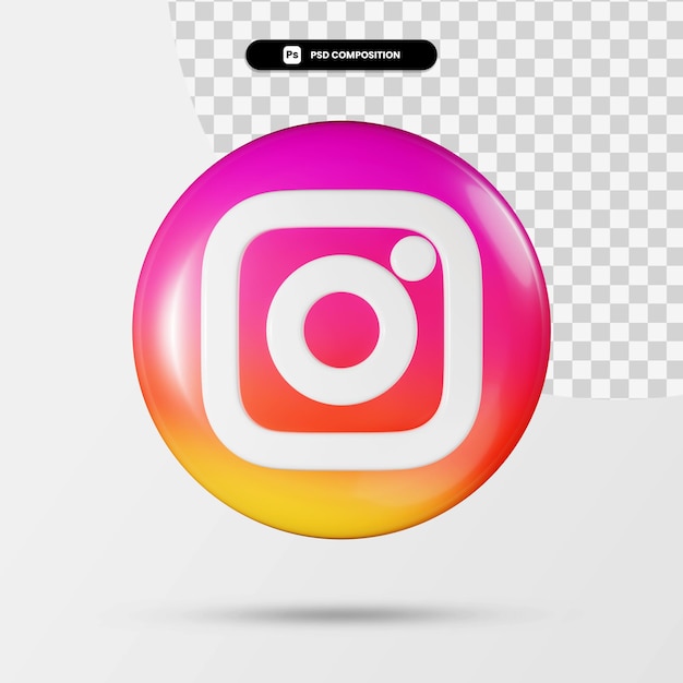 Aplicación de logotipo de renderizado 3d de Instagram aislada