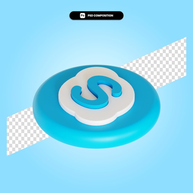 Aplicación de logotipo de Skype 3d render ilustración aislada