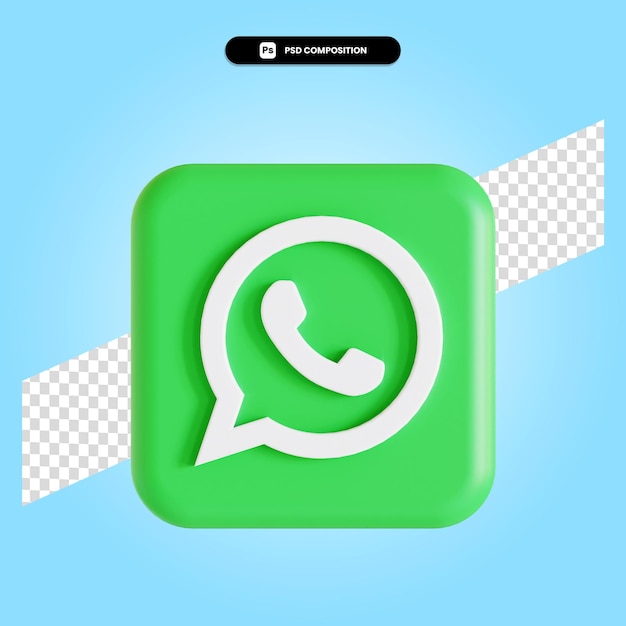 Aplicación de logotipo de whatsapp 3d render ilustración aislada