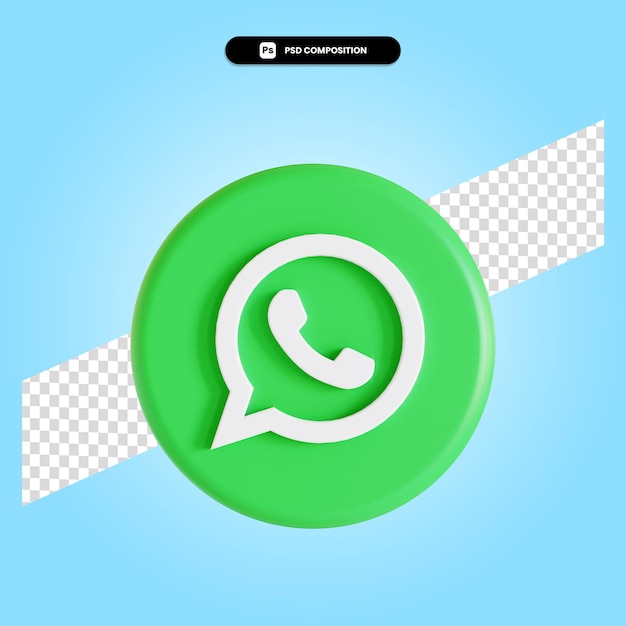 Aplicación de logotipo de whatsapp 3d render ilustración aislada