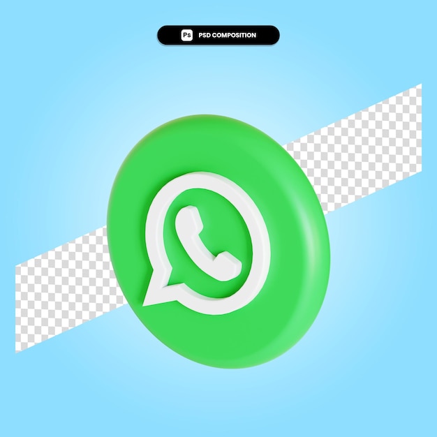 Aplicación de logotipo de whatsapp 3d render ilustración aislada