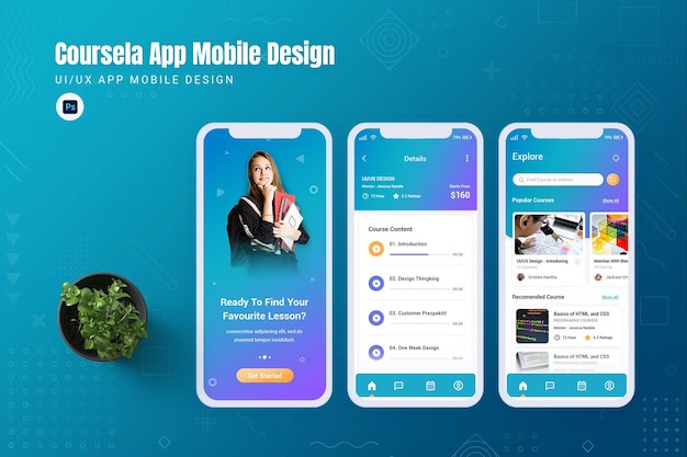 PSD aplicación móvil coursela