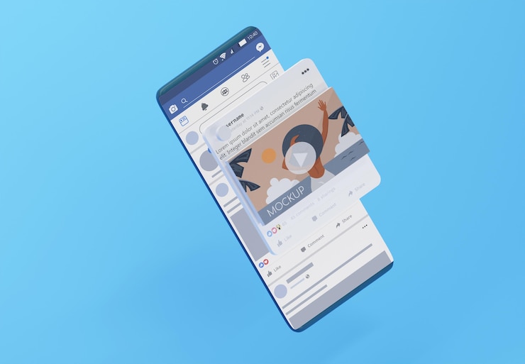 PSD aplicación de redes sociales en dispositivo de maqueta