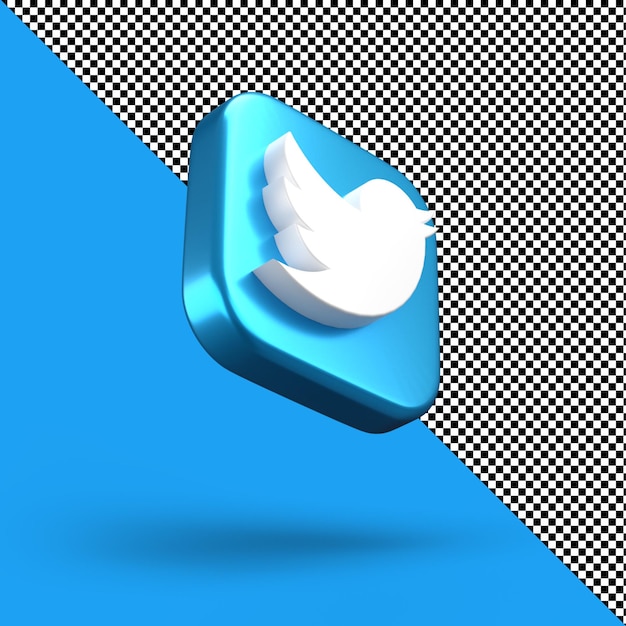 Aplicación de twitter renderizado de icono 3d aislado