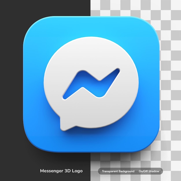Aplicaciones de mensajería logotipo 3d en icono de tendencia de diseño de estilo cuadrado redondo aislado