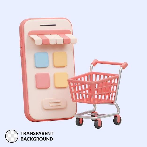 Aplicativo de compras móvel com carrinho de compras
