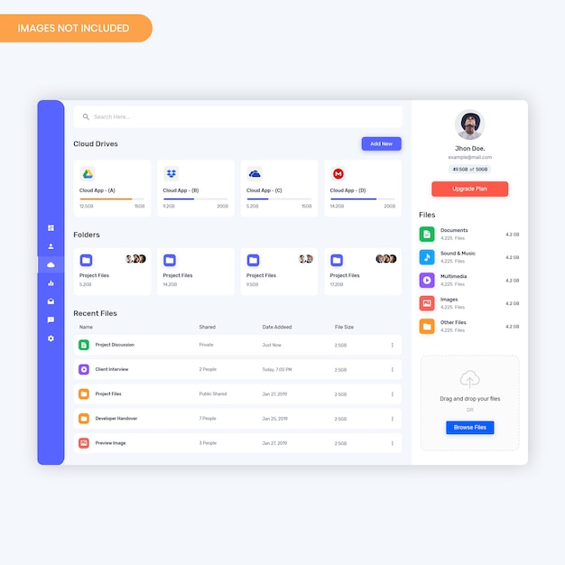 PSD aplicativo de gerenciamento de arquivos na nuvem