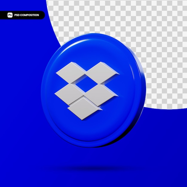 Aplicativo de logotipo de renderização 3d do dropbox isolado