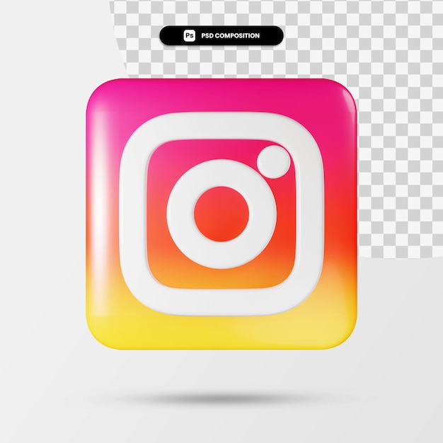 Aplicativo de logotipo de renderização 3d do instagram isolado