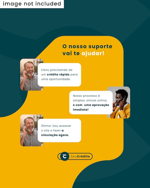 Apoyo para el modelo de folleto de crédito y oportunidad en línea editavel