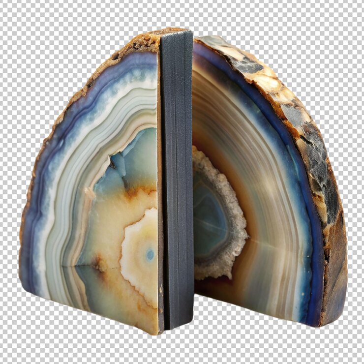 PSD apoyos de libros de piedra de ágata sobre un fondo transparente