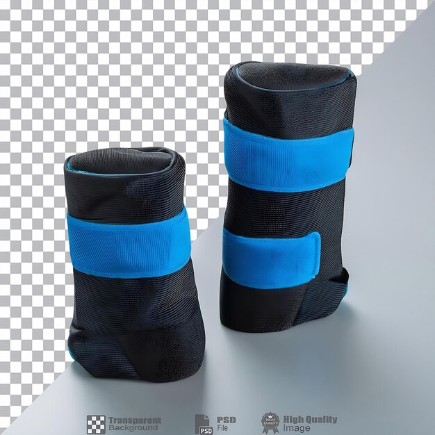 Apoyos de tobillo azules y negros aislados