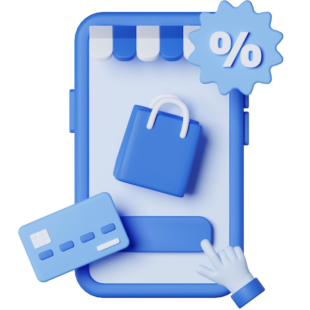 App per smartphone Shopping online E-commerce Venda 3D