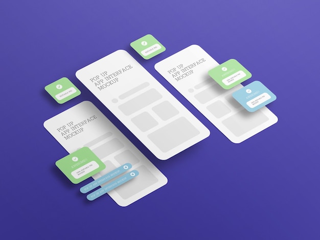 PSD app-schnittstelle mit popup-bildschirmmodell
