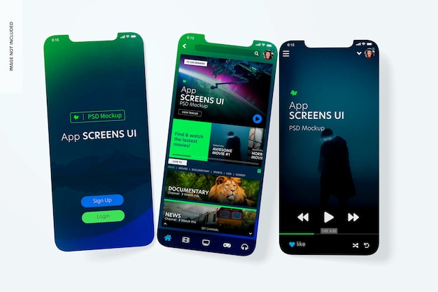 PSD app screens ui mockup