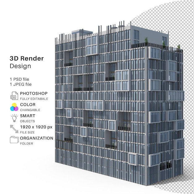 appartment building 3d modeling psd file realistic building