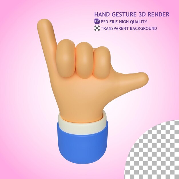 Appelez-moi Illustration de rendu 3D du geste de la main