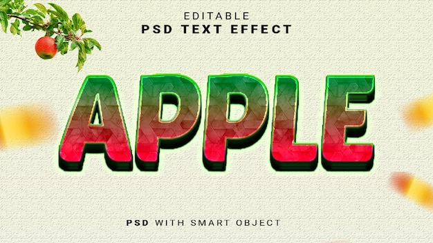 Apple 3d Bearbeitbare Texteffekt-Stil PSD