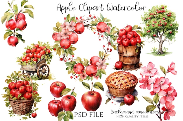 Apple Clipart Aquarela