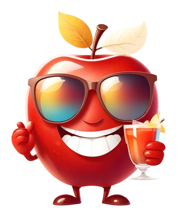 PSD apple fun cheerful vacation illustrazione di bevande tropicali