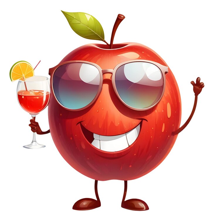 PSD apple fun cheerful vacation illustrazione di bevande tropicali