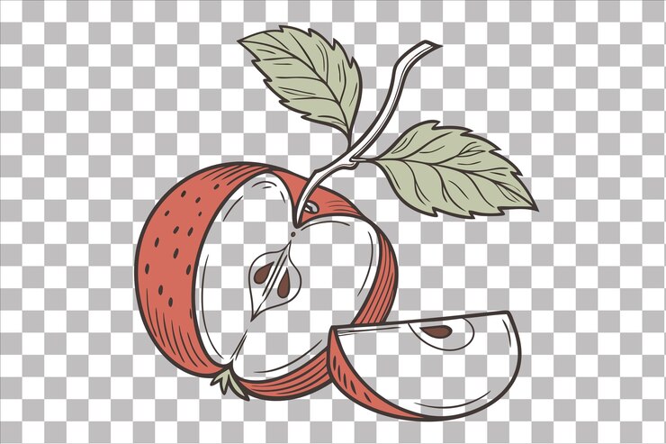 PSD apple illustrazione disegno disegnato a mano sfondo trasparente arte vettoriale