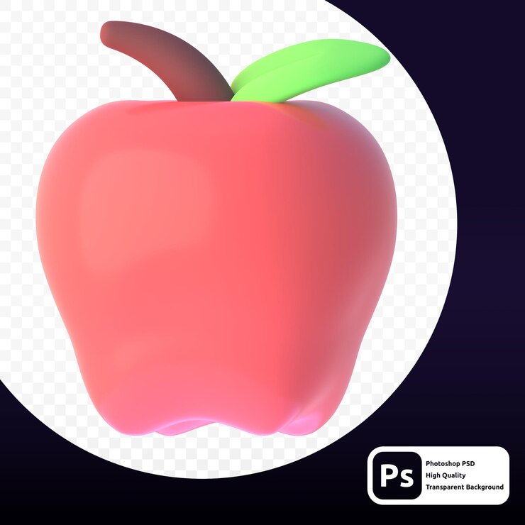 PSD apple nel rendering 3d per l'illustrazione web o altri scopi grafici