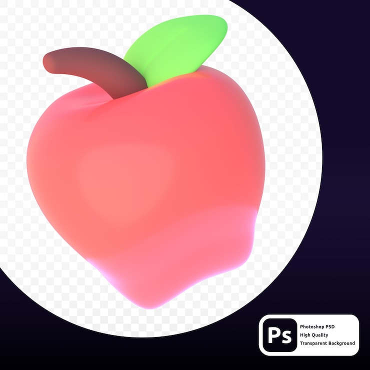 PSD apple en representación 3d para ilustración web u otros fines gráficos