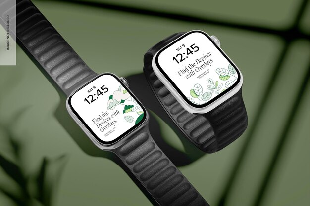 Apple Watch 7 com maquete de sobreposição, vista esquerda