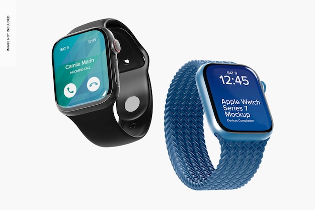 Apple Watch Serie 7 Set Mockup, galleggiante