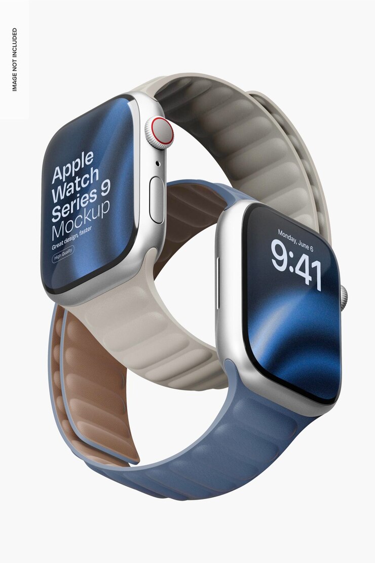 Apple Watch Series 9 Mockup Visión de ángulo bajo 02