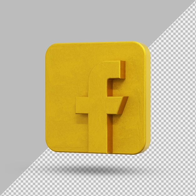 Application Facebook Logo d'or sur le rendu 3d