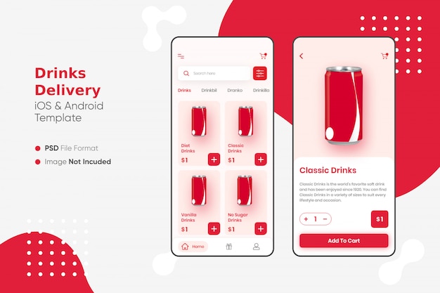 PSD application de livraison de boissons ui