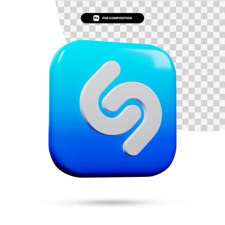 PSD application de logo shazam de rendu 3d isolée