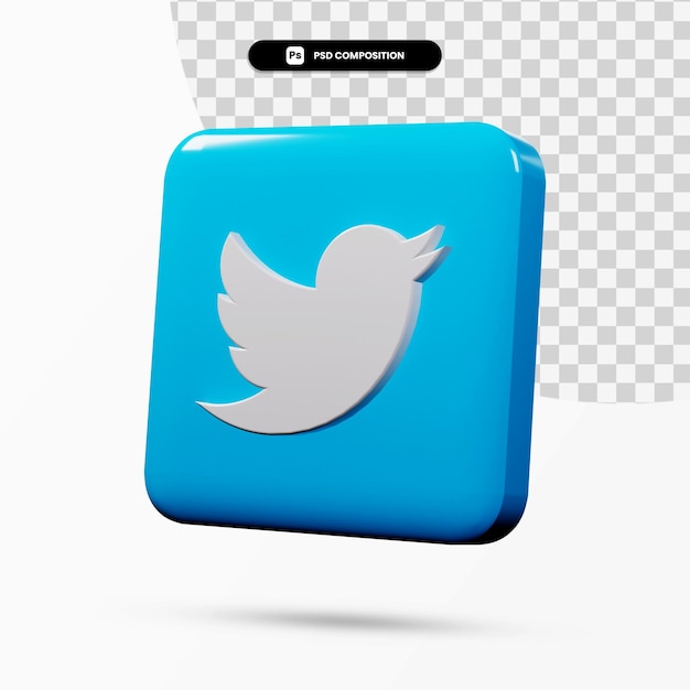 Application de logo twitter rendu 3D isolée