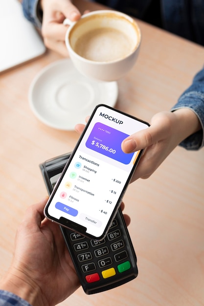 Application de paiement sur l'écran de la maquette du smartphone