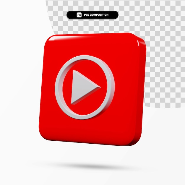 Applicazione del logo musicale di YouTube rendering 3D isolata