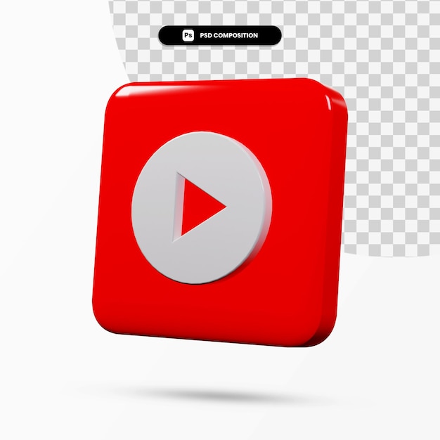 Applicazione del logo musicale di YouTube rendering 3D isolata