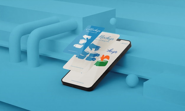 Applicazione di social media con smartphone e sfondo 3D