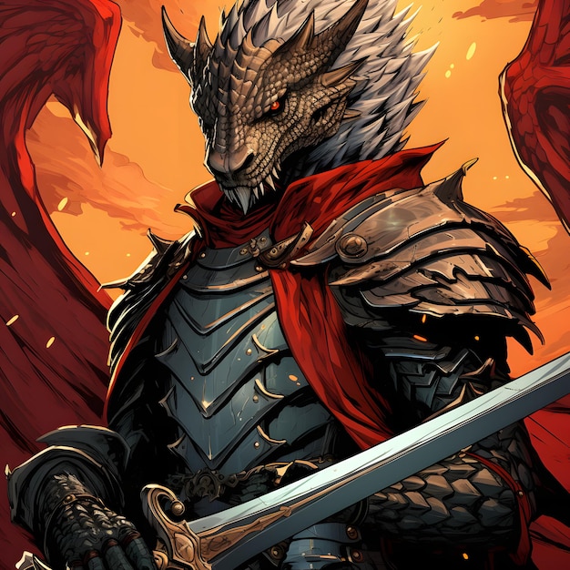 PSD apportez à la vie le chevalier guerrier dragon