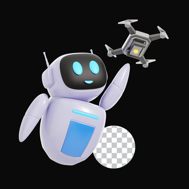 Apprendimento di robot intelligenti 3D con illustrazione di droni