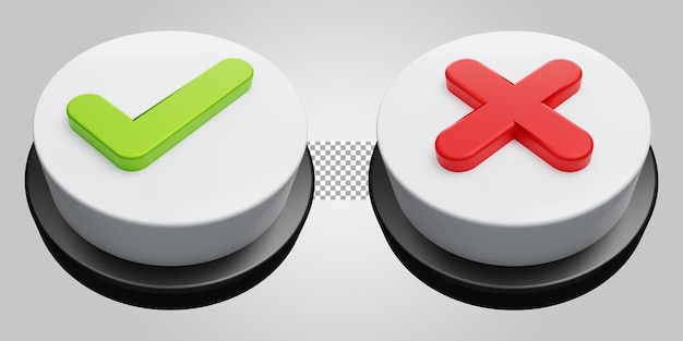 approve reject button isolated on transparent background 3d render