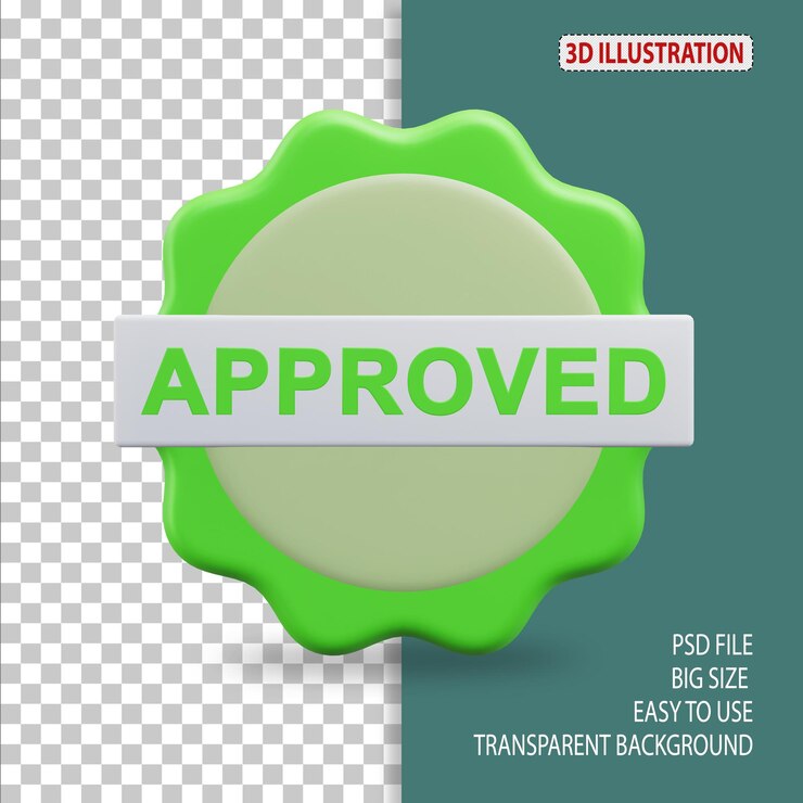 PSD approved sign approved and rejected 3d icon illustration with transparent background