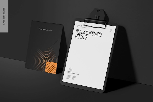 Appunti nero Mockup, appoggiato