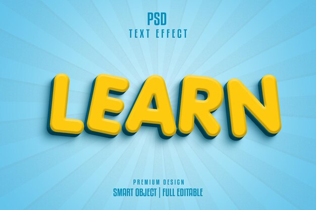 Aprenda la plantilla de estilo de efecto de texto 3D editable