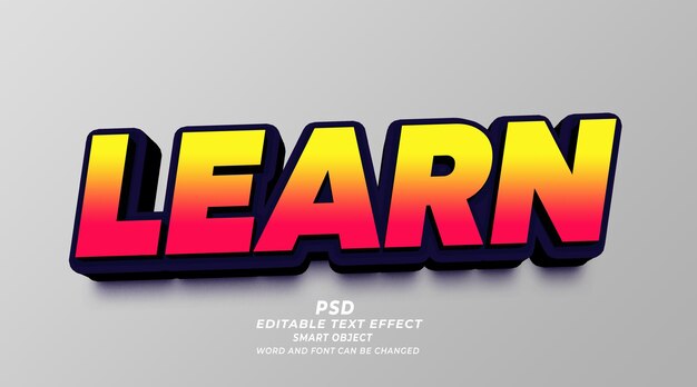 Aprenda la plantilla de Photoshop PSD de efecto de texto editable en 3D con un lindo fondo