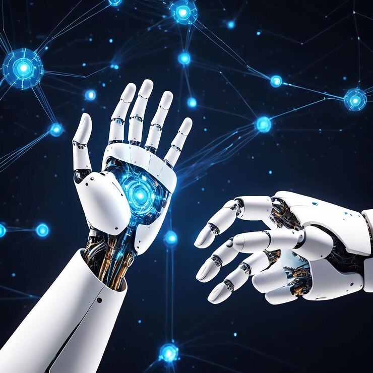 PSD aprendizaje automático manos de robot y humano tocando grandes datos