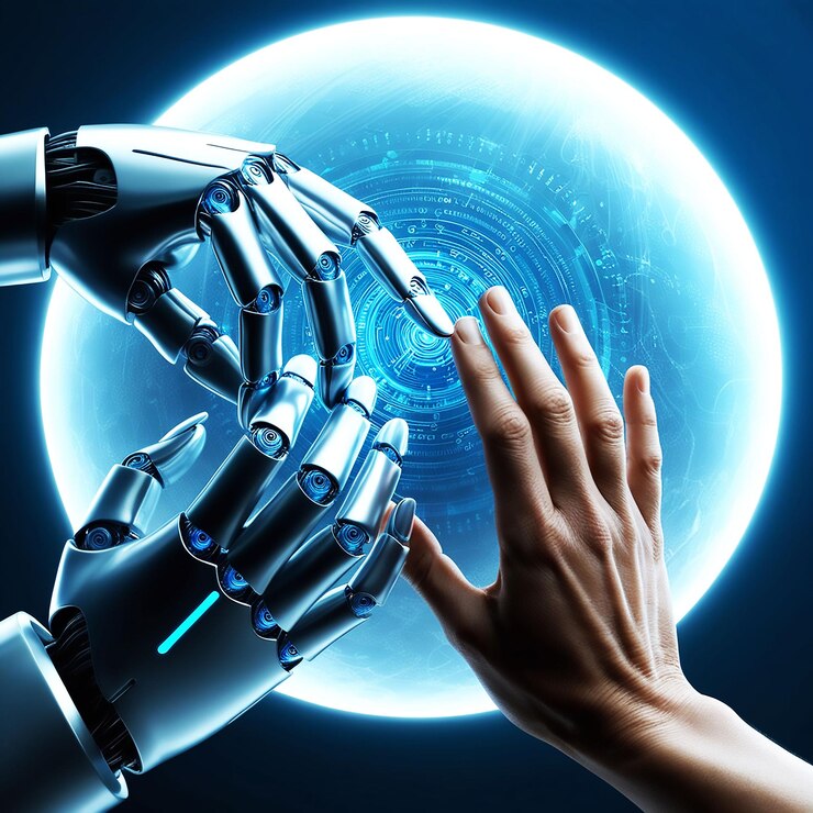 PSD aprendizaje automático manos de robot y humano tocando grandes datos