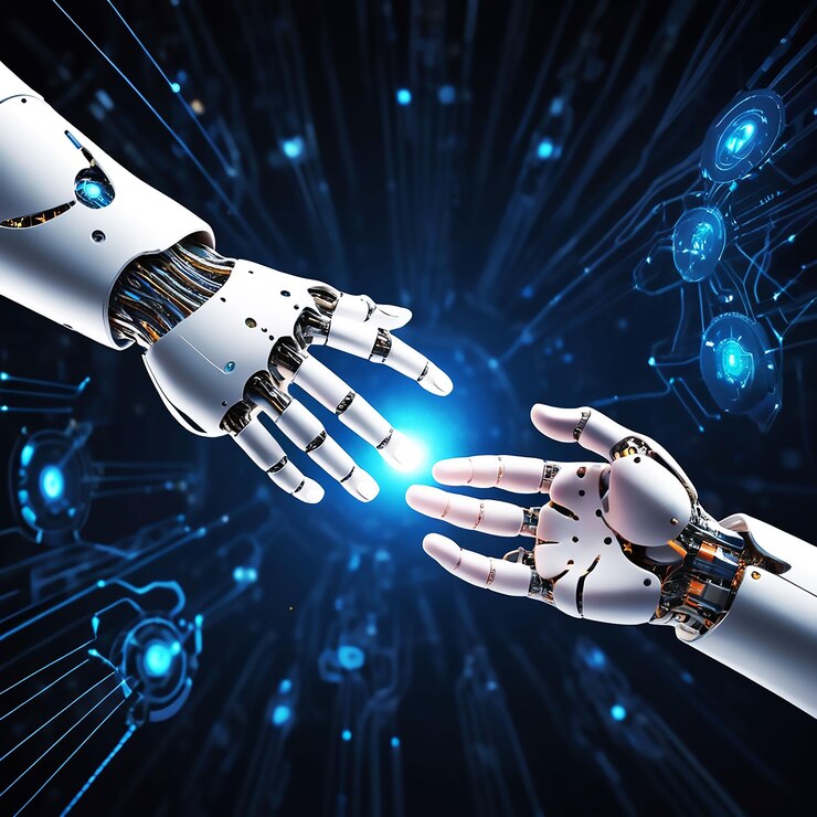 PSD aprendizaje automático manos de robot y humano tocando grandes datos